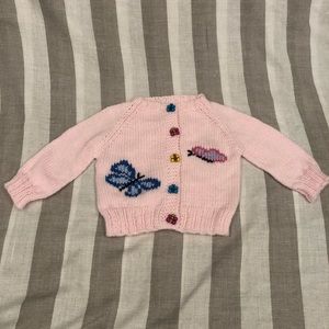 Handmade pink butterfly sweater cardigan 9 months